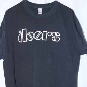 The Doors T-Shirt Size L Large Black Gilden Heavy Cotton Short Sleeve Tshirt